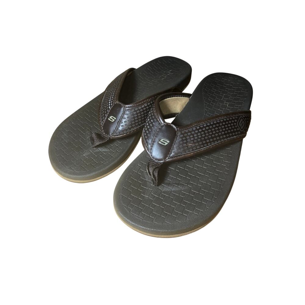 Skechers Relaxed Fit Thong Sandals, Brown, Men's US Size 8-8.5 , excellent cond.